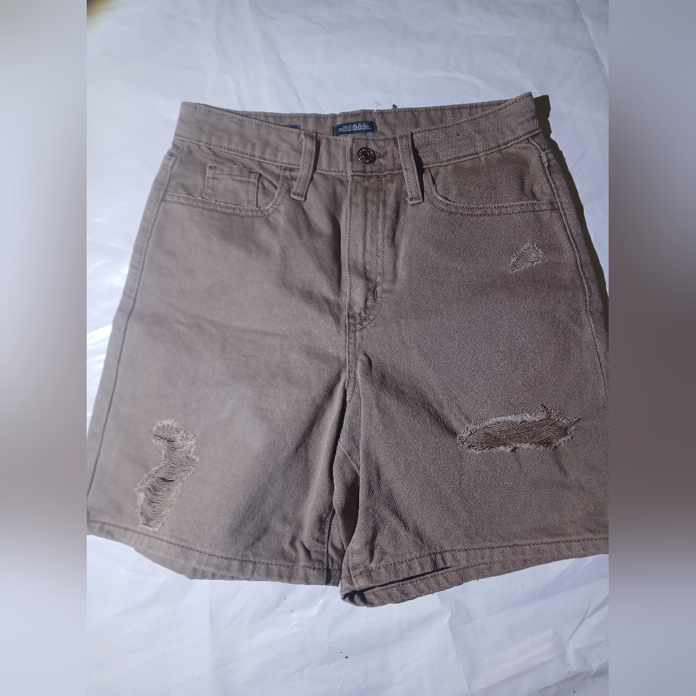 Wild Fable Distressed Brown High‑Rise Jean Shorts | Size 0 | Relaxed Fit